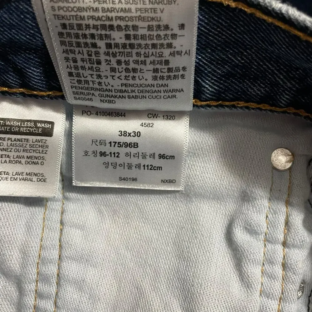 Levis 505 Mens Jeans Size 38 Blue Regular Fit Straight Zip Fly Denim Inseam 28